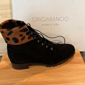 NWT GRIGIARANCIO BOTTIE BLACK WITH LEOPARD